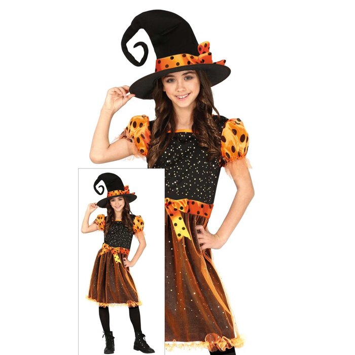 Feestshop.be Halloween heks oranje kleedje meisjes