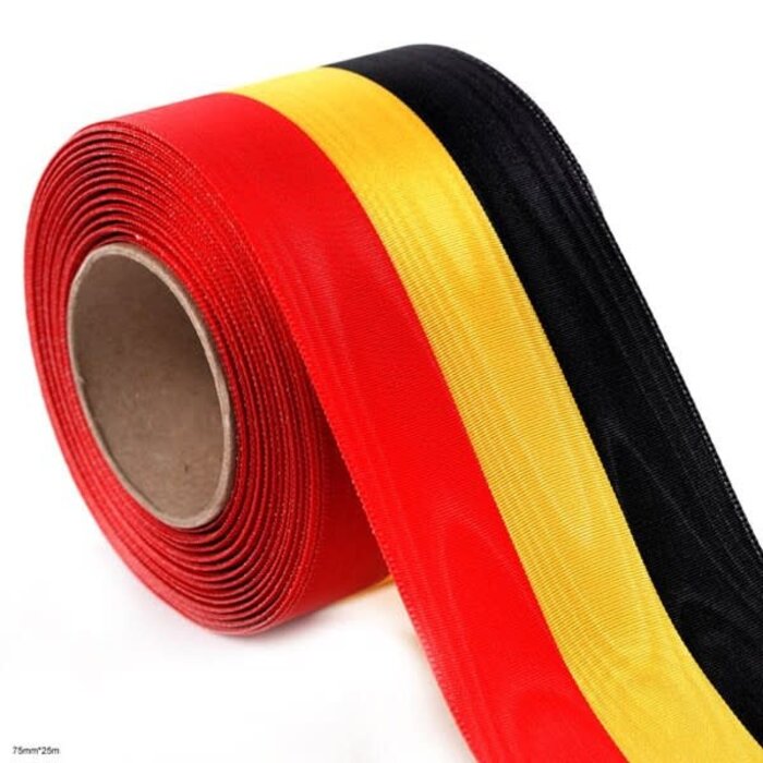 Lint België zwart-geel-rood ( 7.5 cm x 25meter)