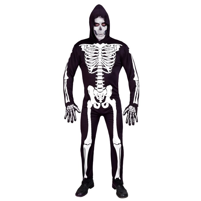 Feestshop.be Skelet kostuum volwassenen zwart wit