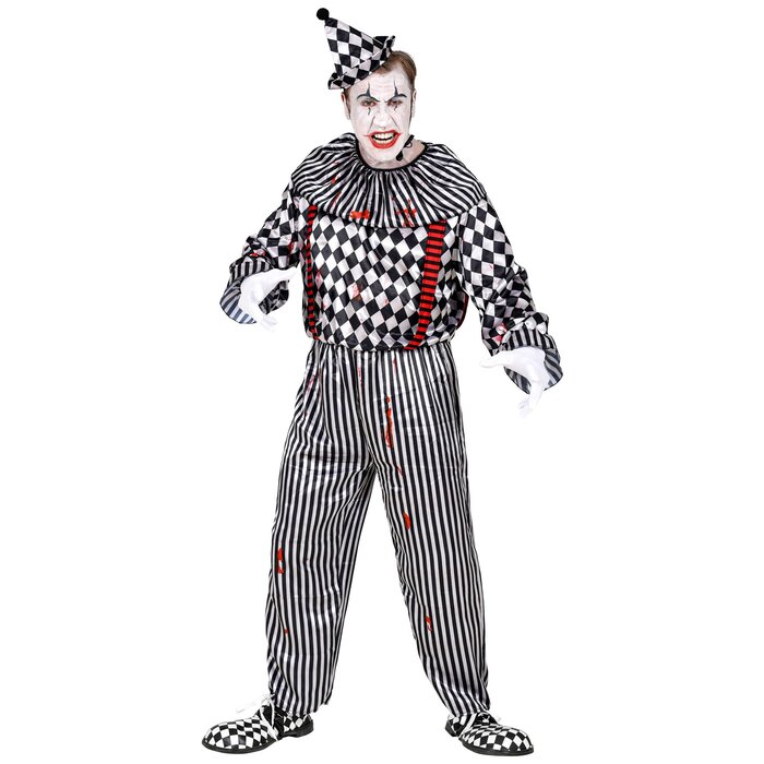 Feestshop.be Vintage clown Halloween zwart wit