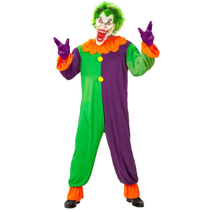 Feestshop.be Evil joker halloween clown jumpsuit