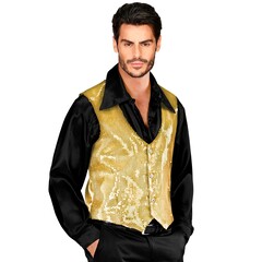 Feestshop.be Glitter paillet vest gilet goud heren