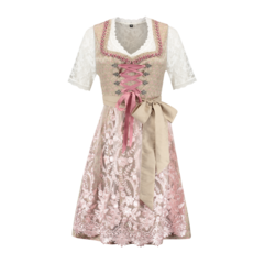 Haus Huberts Luxe Dirndl 2-delig champagne/roze kanten schort