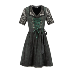 Haus Huberts Luxe Dirndl 2-delig donkergroen/zwart jacquard kanten schort