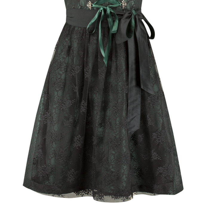 Haus Huberts Luxe Dirndl 2-delig donkergroen/zwart jacquard kanten schort