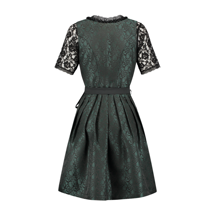 Haus Huberts Luxe Dirndl 2-delig donkergroen/zwart jacquard kanten schort