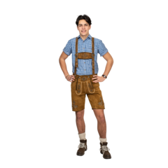 Haus Huberts Lederhose kort midden bruin/olijf antiek