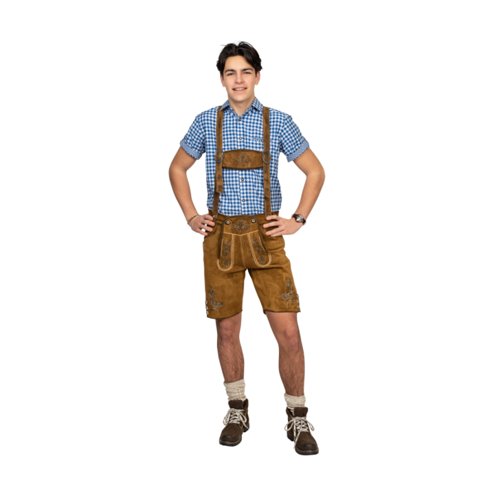 Haus Huberts Lederhose kort midden bruin/olijf antiek