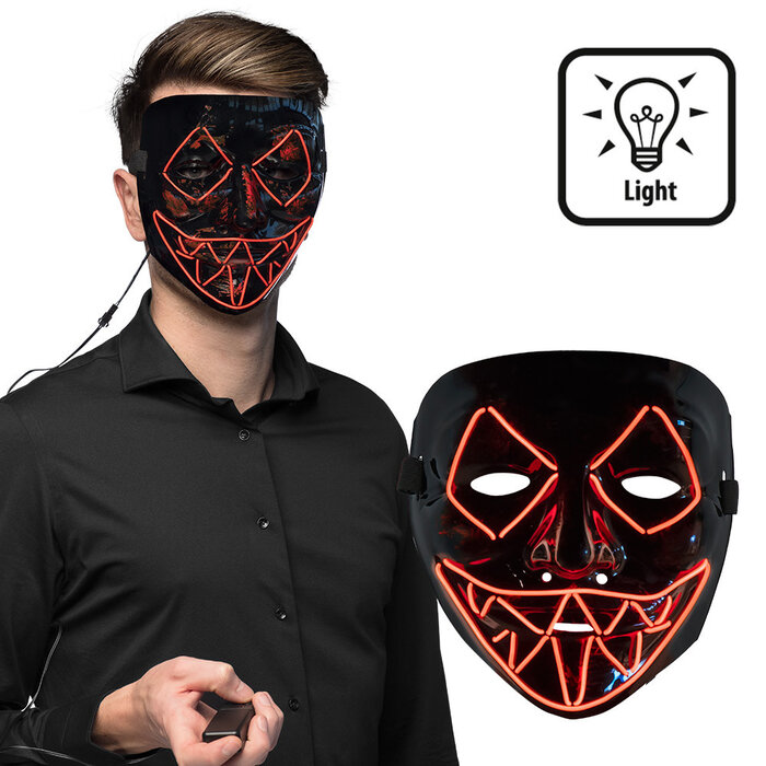 Feestshop.be LED masker Killer smile rood