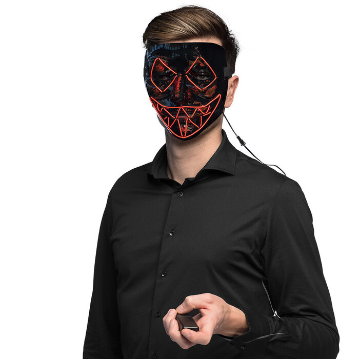 Feestshop.be LED masker Killer smile rood
