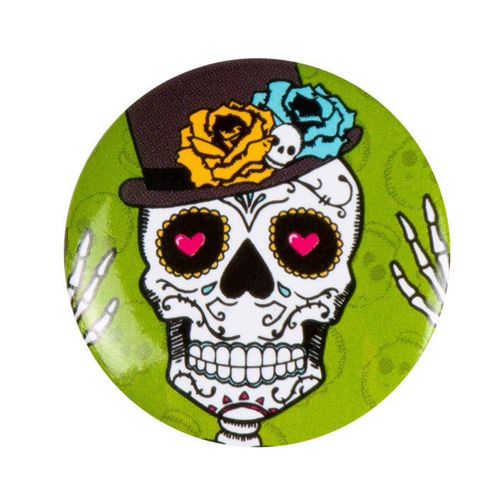 Feestshop.be 4 Buttons Día de los muertos (3 cm)