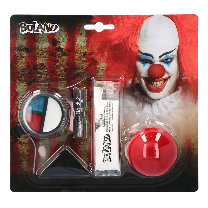 Feestshop.be Make-up kit Horror clown (clownsneus, vetschmink, make-up crème en spons)