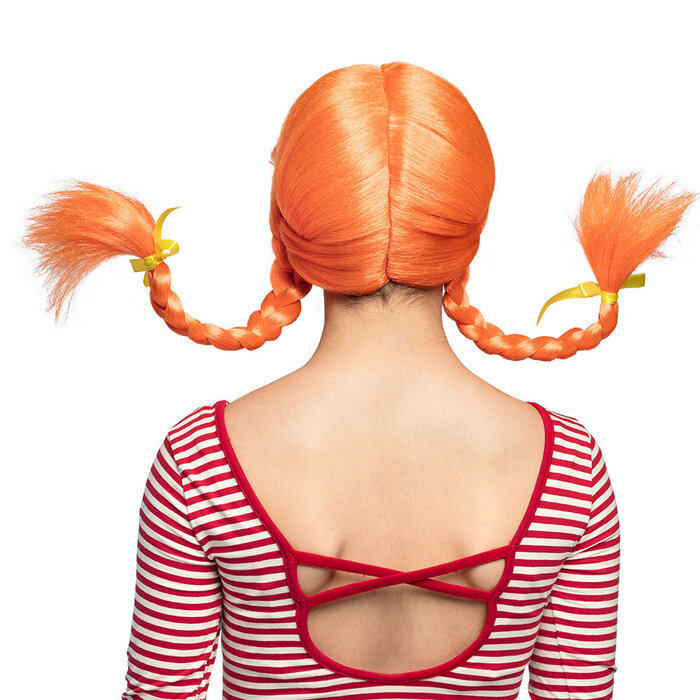 Feestshop.be Pruik met oranje vlechten Pipi