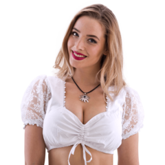 Dirndl blouse wit met kanten mouwen