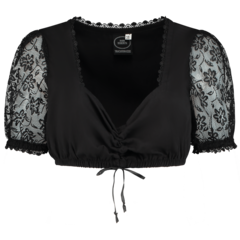 Dirndl blouse zwart met kanten mouwen