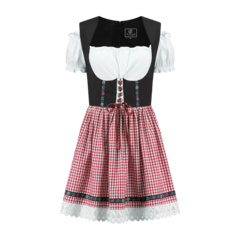 Dirndl Nena kort zwart rood geruit rokje