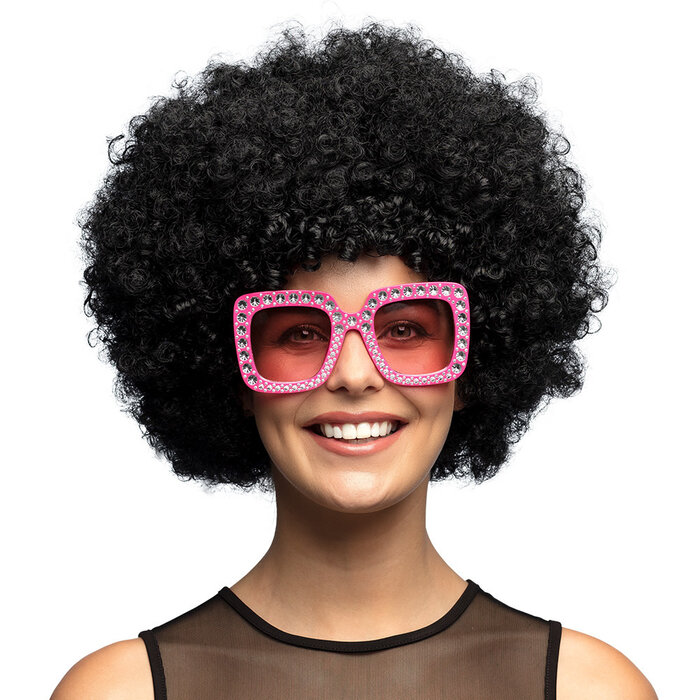 Afro pruik oversize zwart disco