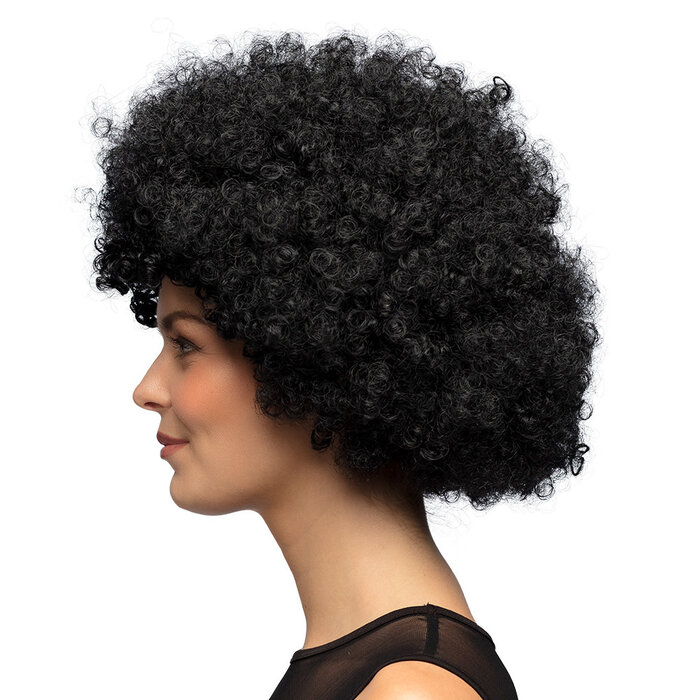 Afro pruik oversize zwart disco