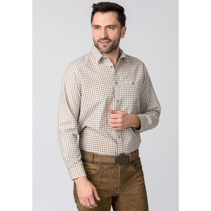 Tirolerhemd Mosgroen-wit geruit