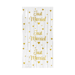 Feestshop.be Deur gordijn - Just married 1x2 meter