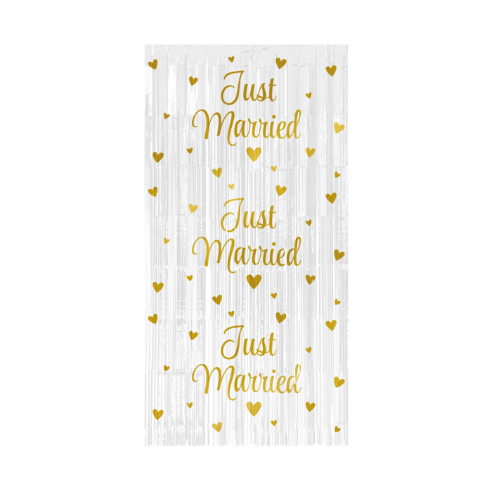 Feestshop.be Deur gordijn - Just married 1x2 meter