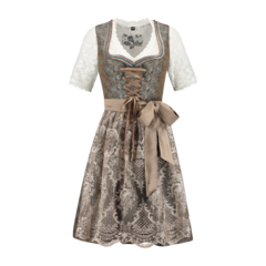 Dirndl 2-delig, jacquard groen/koffie Dirndl + schort