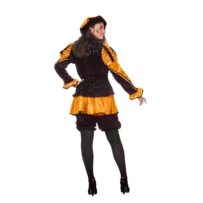 Feestshop.be Piet kostuum dames luxe oranje/zwart
