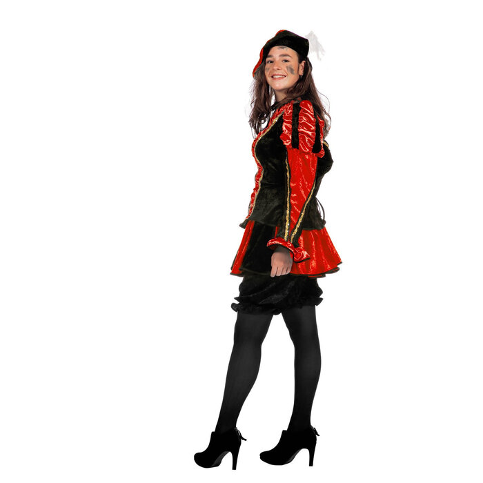 Feestshop.be Piet kostuum dames luxe rood/zwart