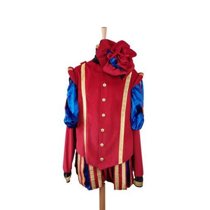 Feestshop.be Piet fluweel deluxe rood/blauw