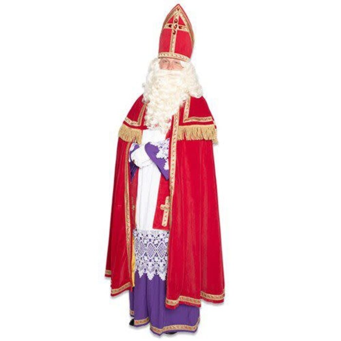 Feestshop.be Sinterklaas kostuum met kokermijter polyesterfluweel