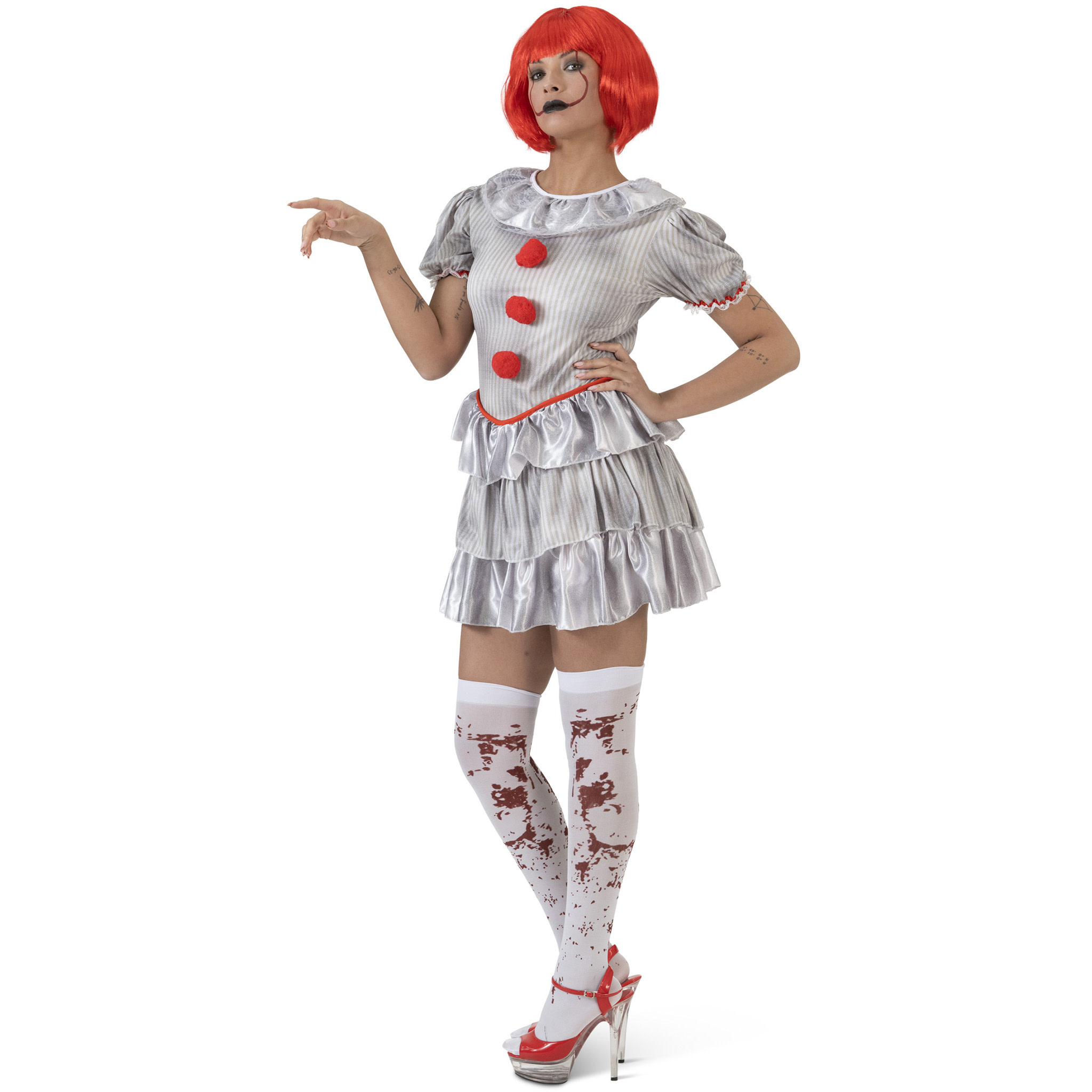 Feestshop.be Deadly Darling clown kostuum grijs Halloween
