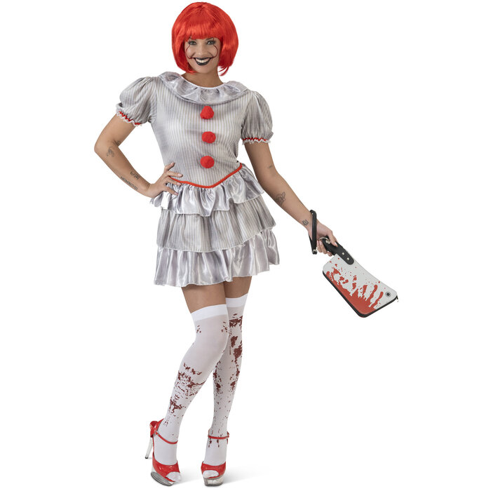 Feestshop.be Deadly Darling clown kostuum grijs Halloween