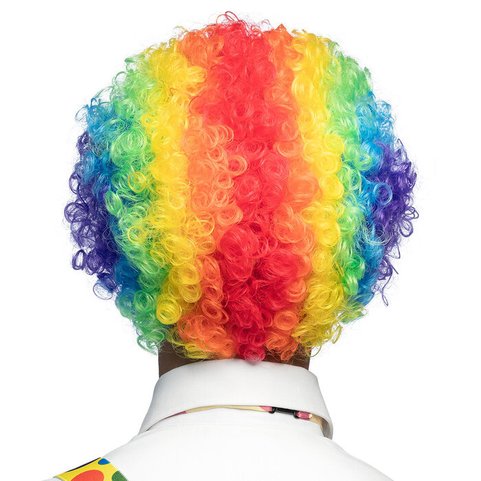 Pruik Clown Curly veelkleurig