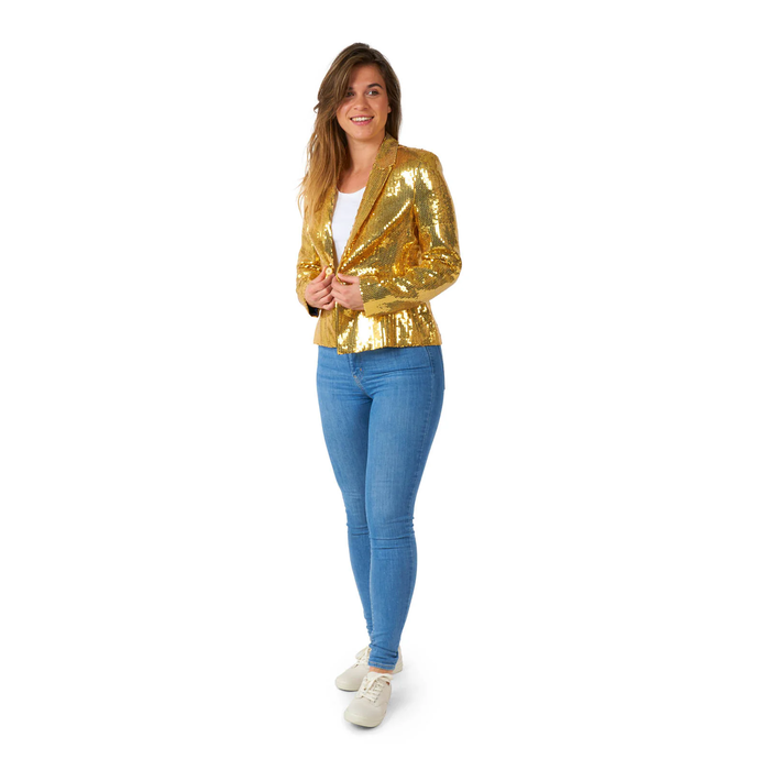 Feestshop.be Blazer pailletten goud dames