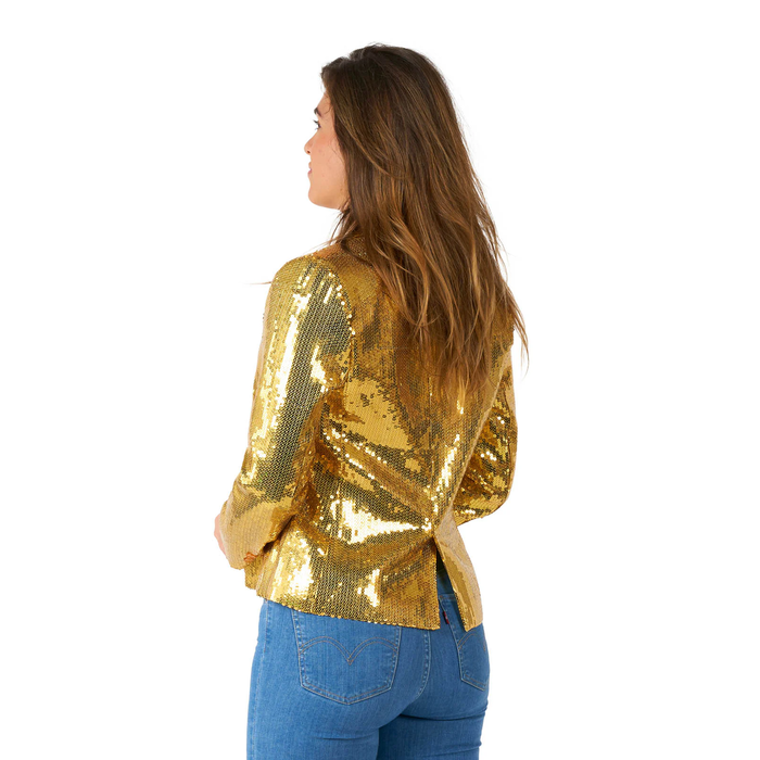 Feestshop.be Blazer pailletten goud dames