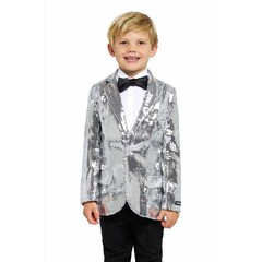 Feestshop.be Blazer pailletten zilver kinderen