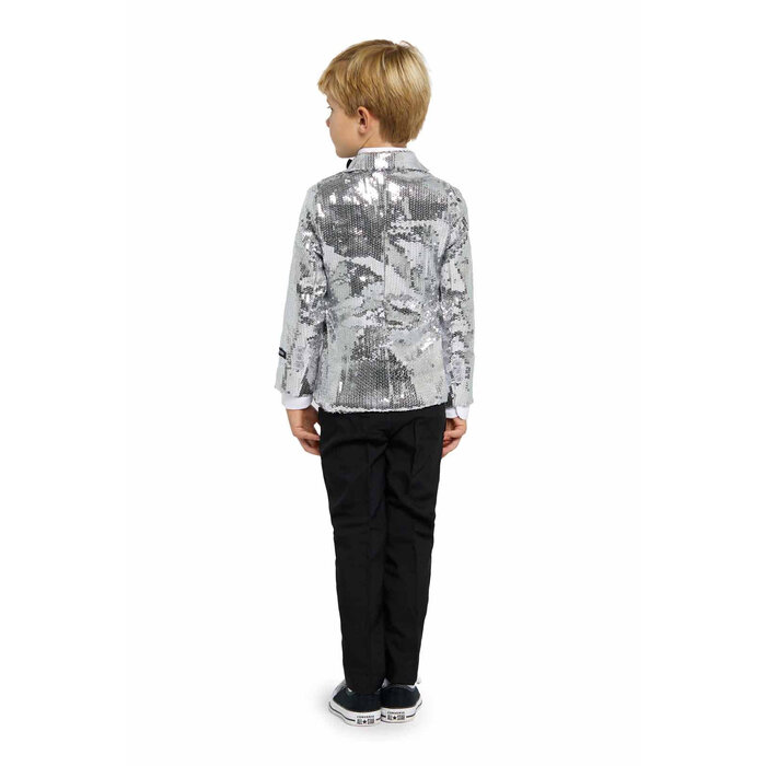 Feestshop.be Blazer pailletten zilver kinderen