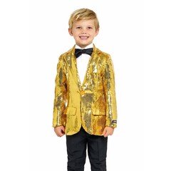 Feestshop.be Blazer pailletten goud kinderen