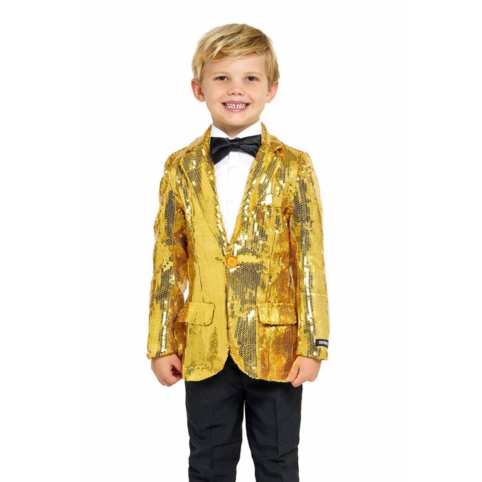 Feestshop.be Blazer pailletten goud kinderen