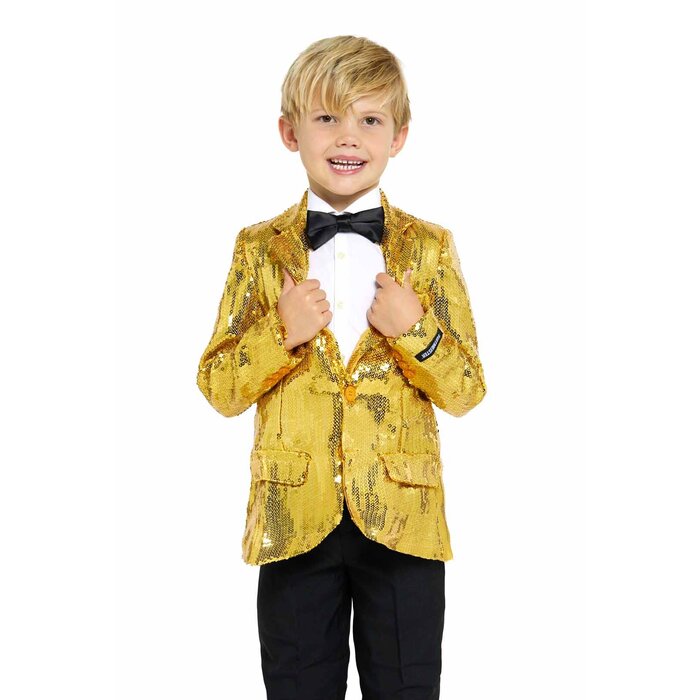 Feestshop.be Blazer pailletten goud kinderen