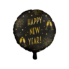Folie ballon Happy New Year goud zwart 46cm