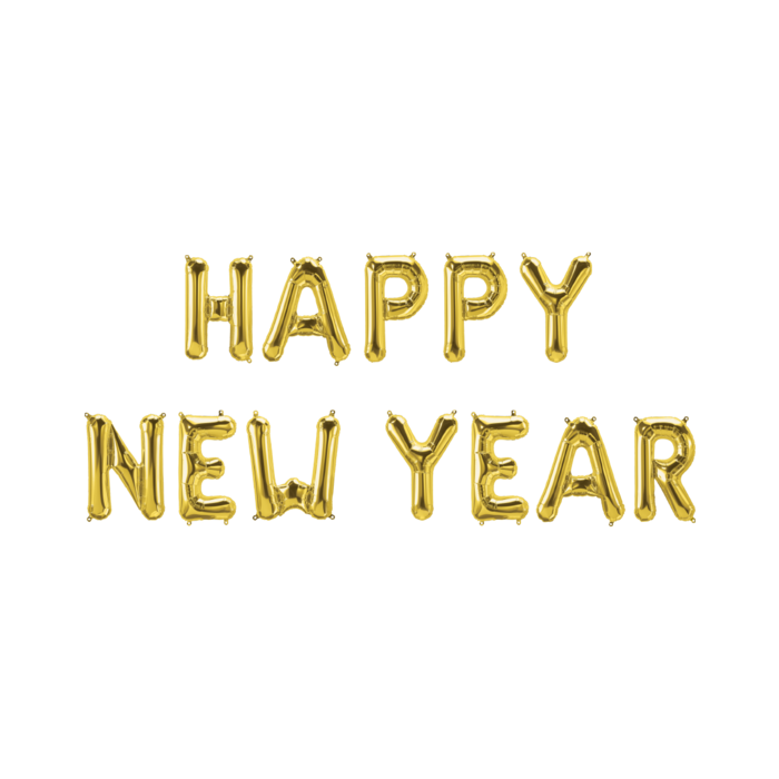 Folie ballon kit goud Happy new year 40cm