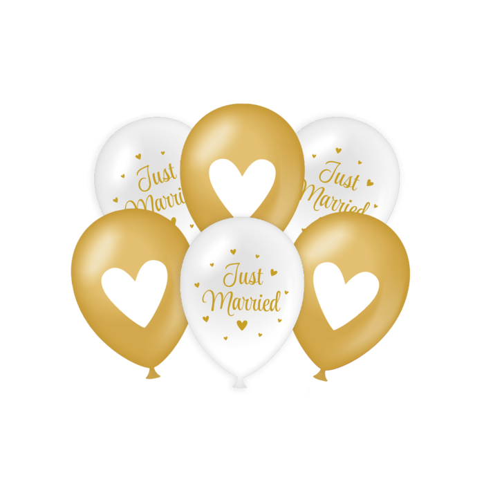 Ballonen Just married  per 6 stuks