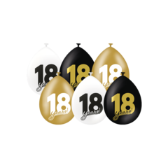 Verjaardag ballonen 18 jaar 30 cm per 6 stuks