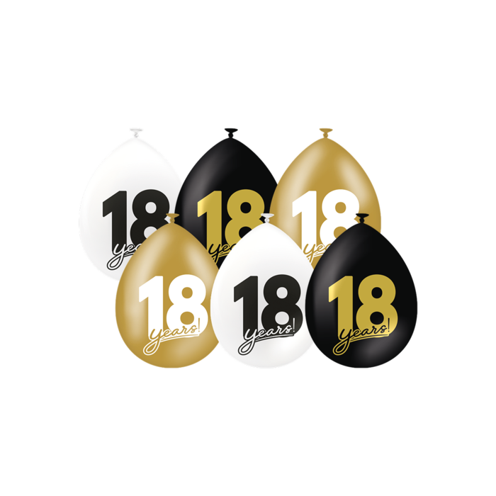 Verjaardag ballonen 18 jaar 30 cm per 6 stuks