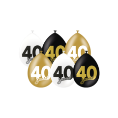 Verjaardag ballonen 40 jaar 30 cm per 6 stuks