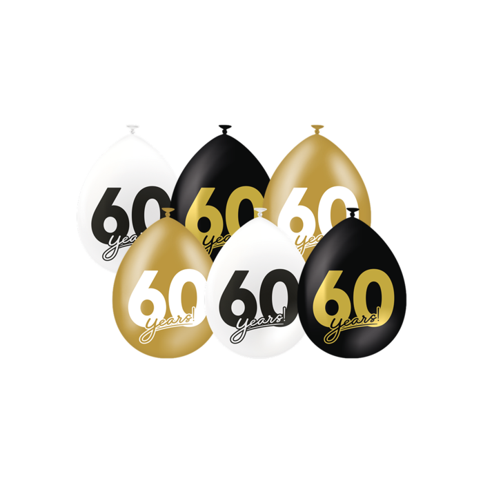 Verjaardag ballonen 60 jaar 30 cm per 6 stuks