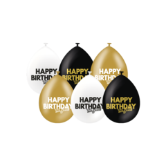 Verjaardag ballonen Happy Birthday 30 cm per 6 stuks