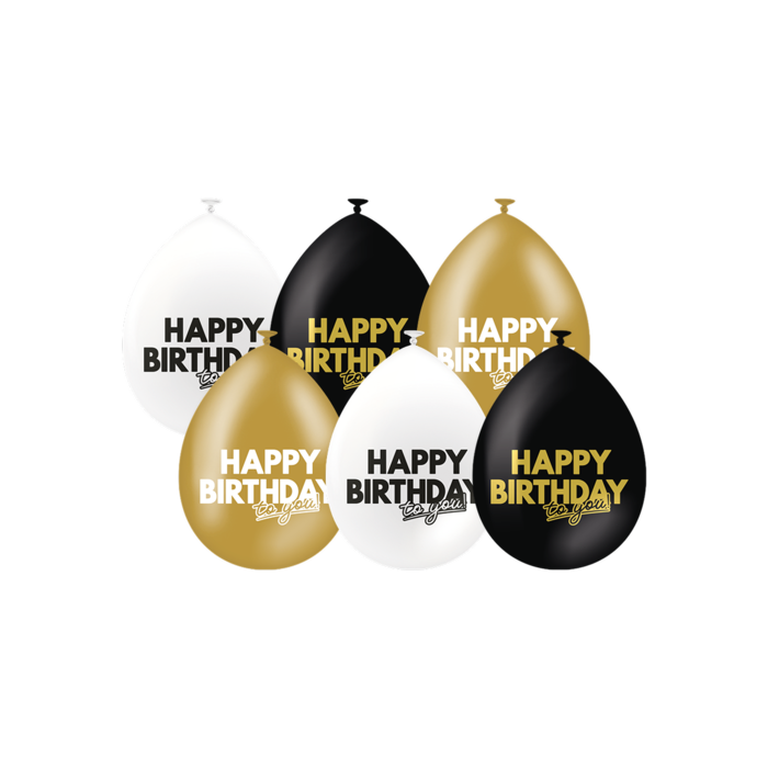Verjaardag ballonen Happy Birthday 30 cm per 6 stuks