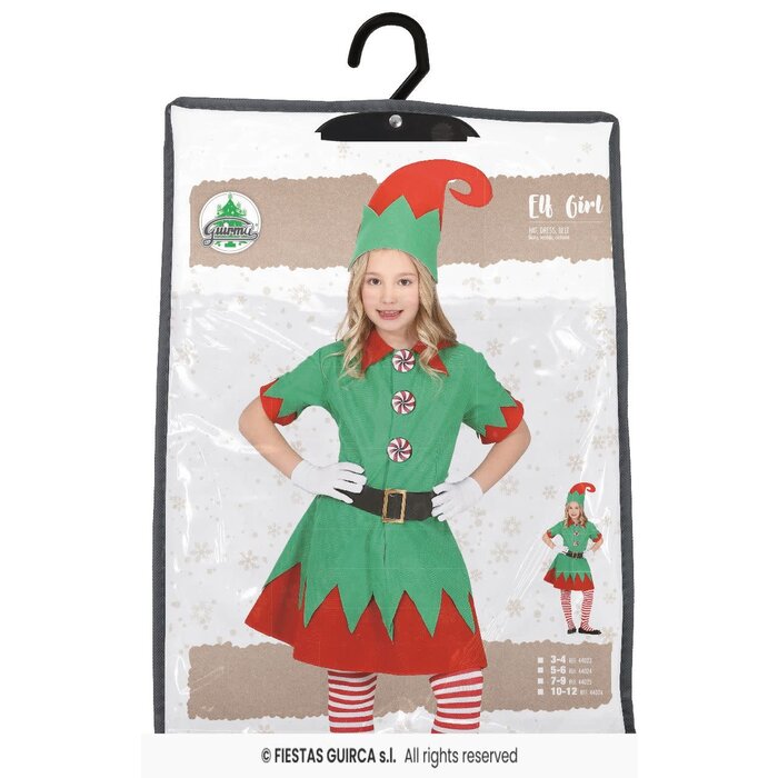 Feestshop.be Elf kostuum meisje groen rood